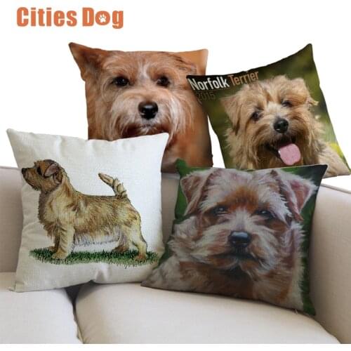 Animal dog Norfolk Terrier linen Pillow Cushion cover Decorative Pillows case Cushions sofa cojines coussin Office car almofada