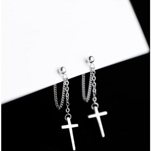 Fashion Jewelry Drop Earrings Hot Selling Popular Design Metal Chain Cross Dangle Earrings For Women Girl Gifts