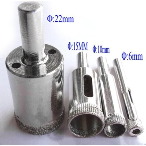 6, 10, 15, 22mm 4pcs set diamond coated hole saw kit for glass marble tile concrete drilling, new arrival free shipping