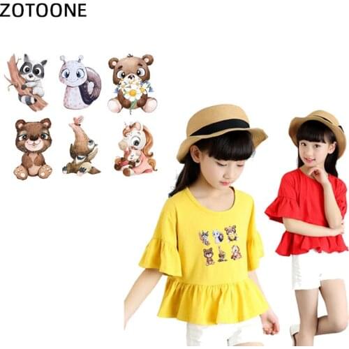 ZOTOONE Cartoon Animals Set Iron on Transfer Patches on Clothing Diy Patch VynilHeat Transfer for Clothes Accessories Sticker G