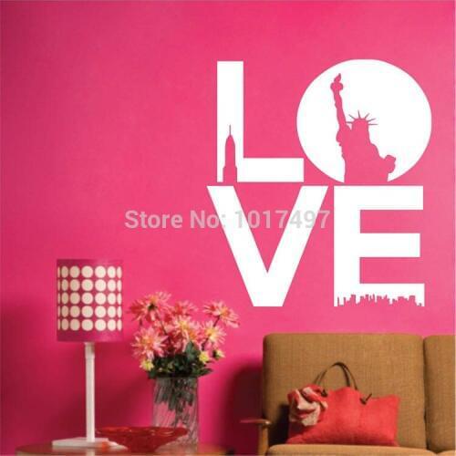 Amazon hot 1 LOVE quotes ,New York Modern Landscape Art Wall Stickers lettering love words