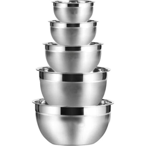 New Stainless Steel Mixing Bowl (Set of 5) Fruit Salad Bowl Storage Bowl Set Kitchen Salad Bowl