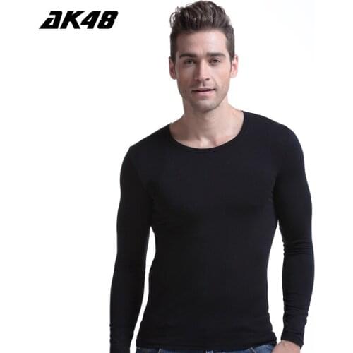 Fall/winter slim thin thermal underwear modal mens round neck long sleeve autumn clothes single layer breathable shirt