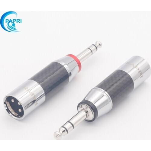 PAPRI 3-core XLR Male Plug TO 6.35 Male Plug Adapters Carbon fiber Pure Brass rhodium Plated Jack Audio Connector Plugs