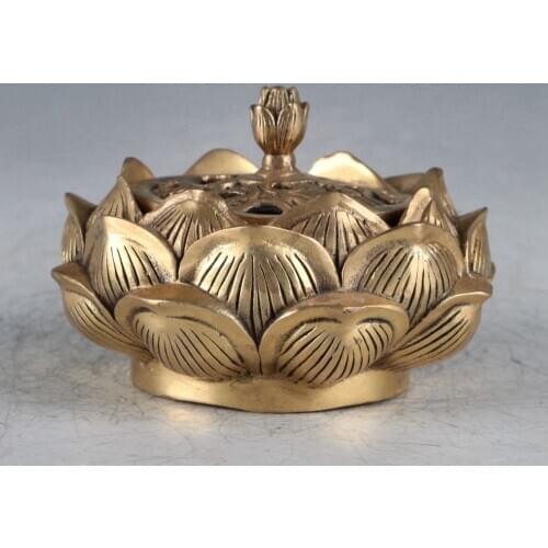 Details about Chinese Brass Lotus Incense Burner Made During The Qianlong Period