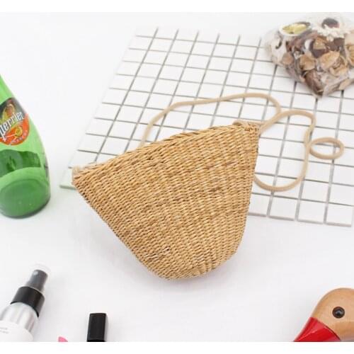 Korean Version Simple Mini Straw Woven Womens Bag Net Red Pastoral Style Bamboo Basket Small Bag Leisure Beach One Shoulder