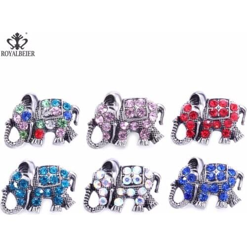 RoyalBeier Elephant Animal Patterns Snaps Buttons DIY Charms For 18mm Metal Rhinestone Beads Bracelet Jewelry Accessories