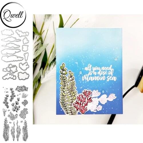 QWELL Seaweed Metal Cutting Dies With Coordinate Clear Silicone Stamps Set DIY Scrapbooking Craft Template 2020 New