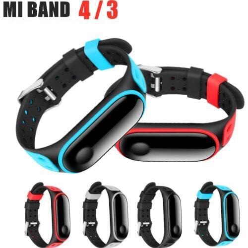 Sport Mi Band 4 3 Strap Double-breasted strap for Xiaomi mi band3 4 sport Silicone bracelet for xiaomi Mi band4 3 smart bracelet