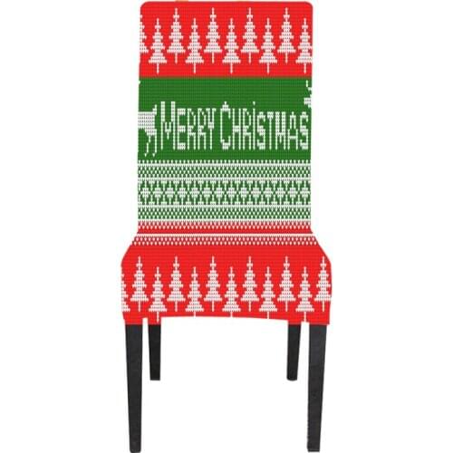 Merry Christmas Jumper Pattern Chair Cover custom Monogram Christmas Winter Decorative Stretch Short Dining Room Chair Covers