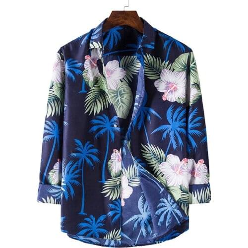 2021 Fashion Floral Print Long Sleeve Shirts Spring Autumn Luxury Men Slim Party Holiday Casual Flower Shirt Homme Plus Size 3XL