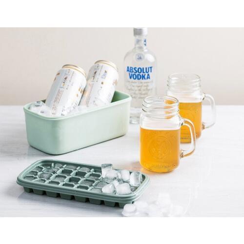 Silicone Ice Cube Trays 2 Pack Ice Cube Maker and Ice Cube Storage Container Set Ice Mold Makers for Cool Drinks Baby Food