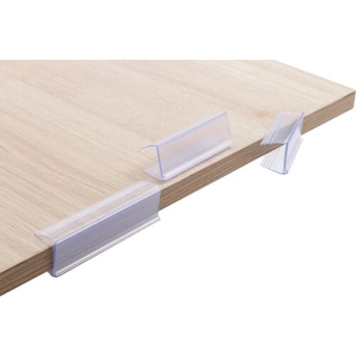 8cm x 2.25cm Glass Wood Shelf Edge Price Label Holder Grip Extruder Clear Petg Ticket Display Sign Holder