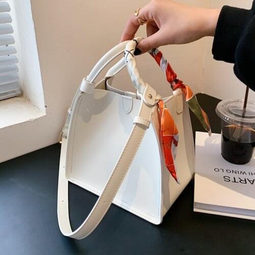 Unique Design Soft Leather Tote Bags for Women Luxury Brand Handbag Scarf Crossbody Bag Casual Solid Color Lady Shoulder Set Bag