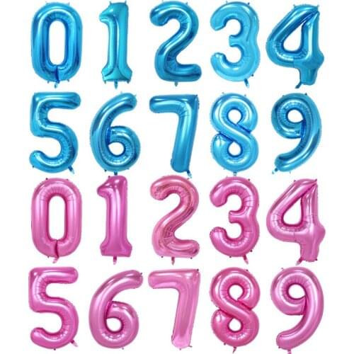 Party balloon set big number balloon 40 inch thin blue pink number aluminum foil balloon 200PCS