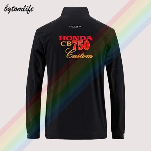 Honda Cb750 Custom Vintage Slim Sport Jacket Mens Street Windbreaker Zipper Jacket Mens Casual Back Printing Jacket Asian Size