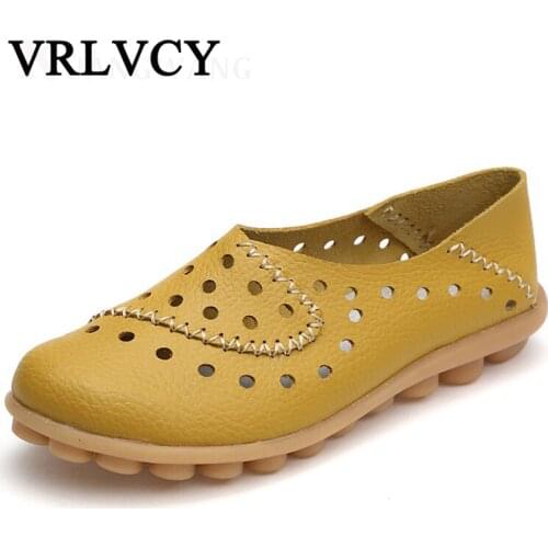 Genuine Leather Woman Loafers New Fashion Women Flat Shoes Female Casual Soft Mother Comfortable Loafers Casual Womens Shoes