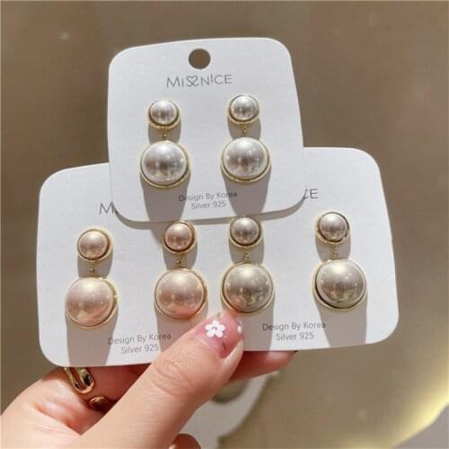 2021 New Korean Fashion Big Small Simulated Pearl Temperament Dangle Earrings For Women Fashion Jewelry Gift Oorbellen Brincos