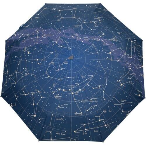 2021 Creative Automatic 12 Constellation Universe Galaxy Space Stars Umbrella Map Starry Sky Folding Umbrella Parasol For Women