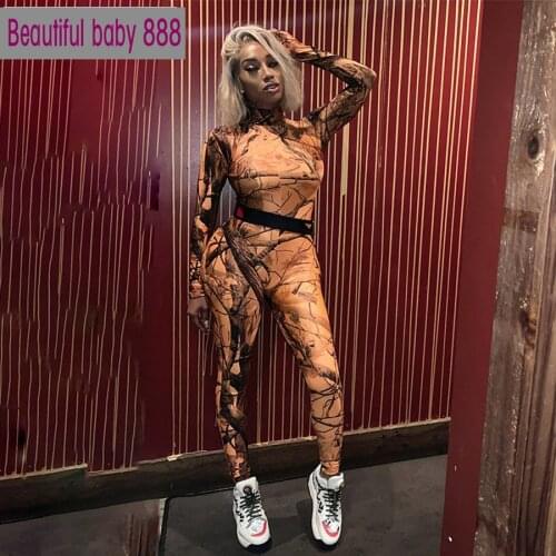 Nibber Aesthetic Graphic Bodycon Jumpsuit Women Stylish Turtleneck Streetwear Activity Overalls Female Fall Undefined Rompers