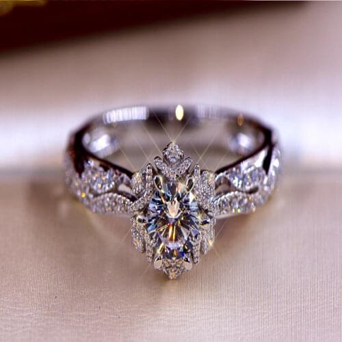 High quality Big White Cubic Zircon Wedding Jewelry Luxury layers Crown engagement Ring for Woman Drop shipping