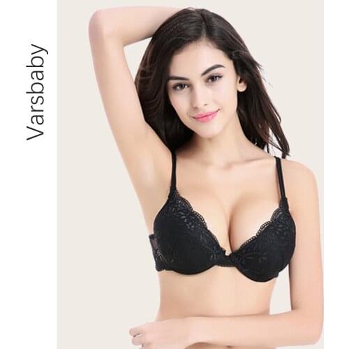 Varsbaby Hot Sale Sexy Floral Lace Deep V Lingerie Push Up Adjustable A B C Cup Bras