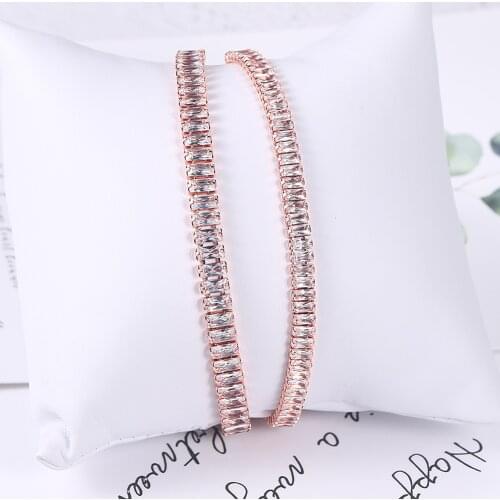 ZHOUYANG Bracelets For Women Simple Trendy Square Cut Zirconia Adjustable Girls Bangle Jewelry Wholesale Best Friends Gifts H017