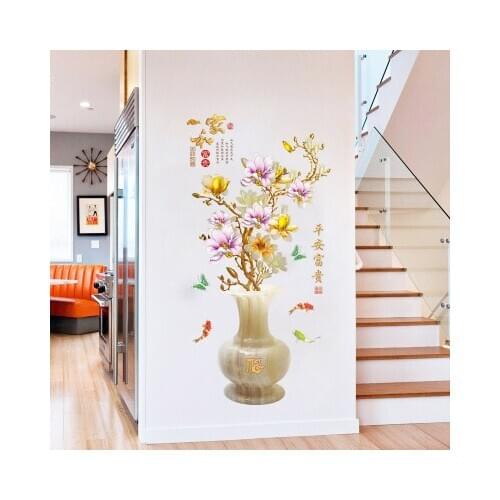 3D Large Vase Wallpaper Beauty Fridge Wall Sticker Room Decoration Teenager Girls Bedroom Decoration Accessories Wall Decals