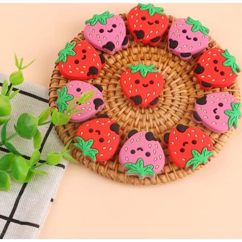 Kovict 50/100/200pcs Baby Strawberry Silicone Beads DIY Pacifier Chain Baby Teething Toy For Childrens Product