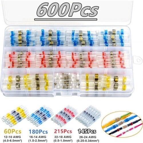 600PCS Waterproof Solder Seal Heat Shrink Butt Connectors Soldering Sleeve Wire Connector Cable Terminal Electrical Connector