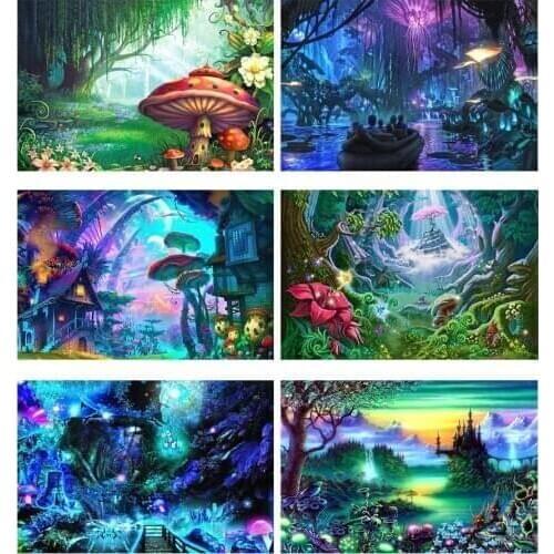 Zooya 5D Diamond Painting Full Square Scenery Diamond Embroidery Forest Castle Elves Diamond Mosaic Decoration For Home Rp041