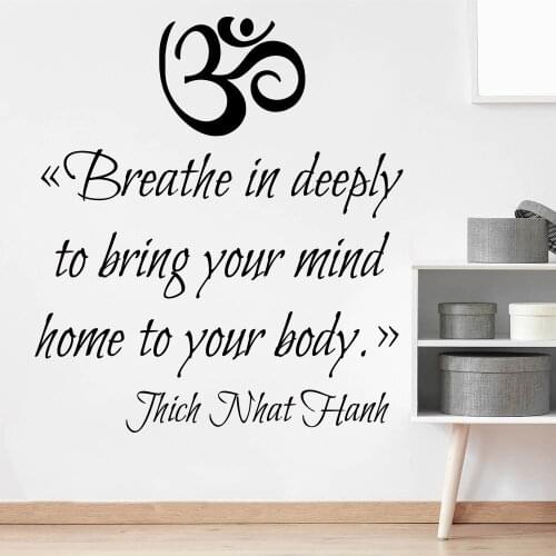 Large Om Breathe In Deeply Yoga Wall Decal Girl Room Crossfit Studio Sport Inspiratioanl Quote Wall Sticker Playroom Vinyl Decor