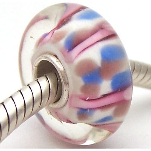 PJG2320 100% S925 Sterling Silver Beads Murano Glass beads Fit European Charms Bracelet charms diy jewelry Lampwork GlassBeads