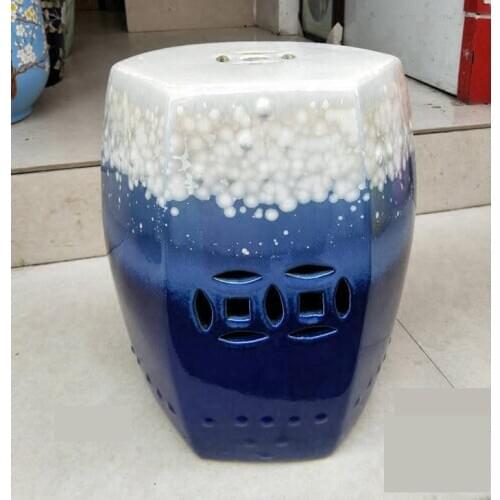 Jingdezhen Ceramic Stool Ceramic Table Stool Set Double Color Glaze Six Corner Ceramic Stool Outdoo bathroom stool