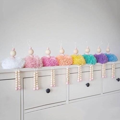 Wooden Beads Ornament Nordic Style Ballet Dancer Image Hanging Decor DIY Craft Pendant For Home Decorative Photography Props