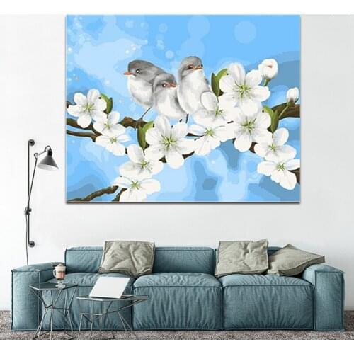 DIY colorings pictures by numbers with birds picture drawing Relief painting by numbers framed Home
