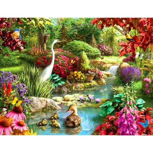 Painting By Number 40x50CM Spring Creek Animal Park Landscape Wall Art Gift DIY Pictures By Numbers Canvas Kits Home Decoration