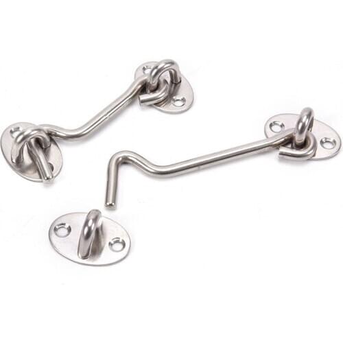 Stainless Steel Cabin Hook And Eye Latch Lock Shed Gate Door Catch Silent Holder 8 Sizes For Choose Drop shipping