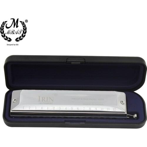 M MBAT 16 Holes 64 Tone Chromatic Harmonica Metal Board Copper Plating Woodwind Instruments with Cleaning Cloth Storage Box