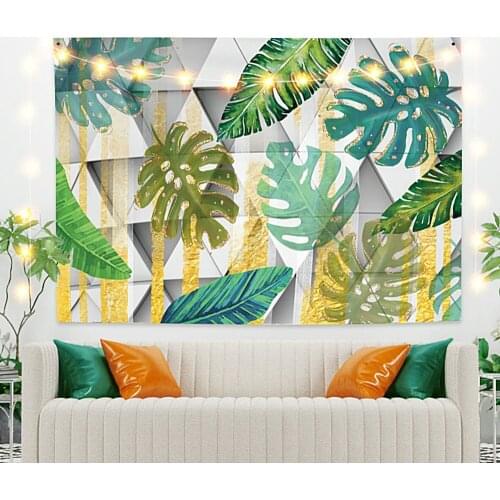 Mix Color Leaves Tapestry Vintage Exotic Summer Plant Nature Frame for Bedroom Photography Wall Decor
