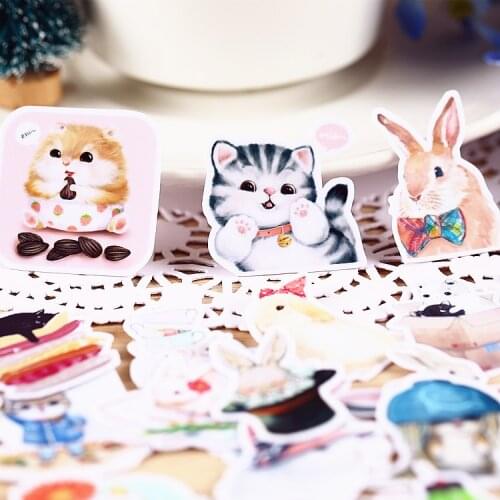 35 PCS Cute little animal Paper Stickers Crafts And Scrapbooking stickers kids toys book Decorative sticker DIY Stationery