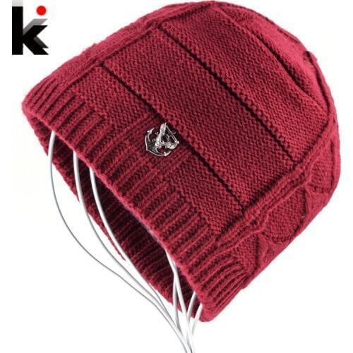 2018 New Winter Hats Knitted Wool Skullies Beanies For Men Hip Hop Caps Boys Add Velvet Outdoor Casual Knit Warm Touca Inverno