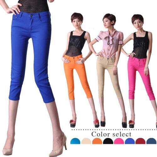 New Fashion Summer Korean Slim elastic Cotton Capris short Pants Trousers size 26-34