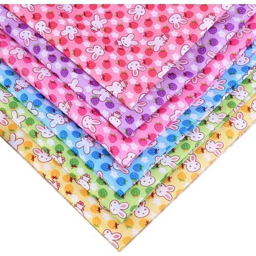 50*150CM Printed polyester fabric Cute strawberry rabbit pattern Environmentally friendly non-fading fabric for clothes bag DIY