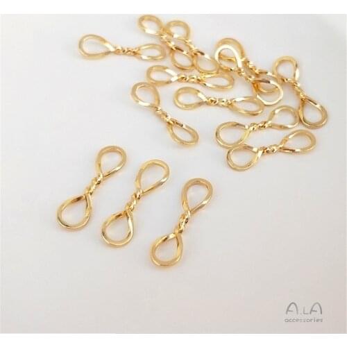 14K Gold Filled Twist 8 button accessories Copper bag real gold bracelet necklace link material diy jewelry