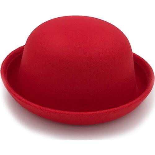 Retail Little girls fedora hat Dome cap Children dress hats Kids caps felt hats wool felting Bowler hat