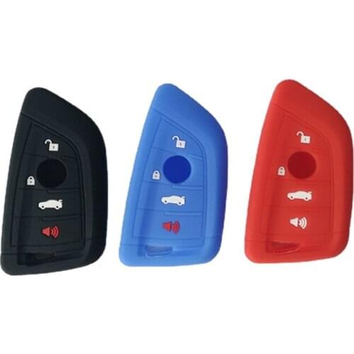 Silicone rubber car key fob cover case wallet protect holder for BMW 2016 2017 X1 F48 X3 X4 X5 X6 Remote 4 four buttons keyless