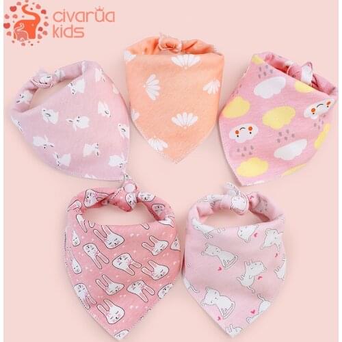 5pcs Baby Bibs 100% Cotton Bandana Bandana Drool Bibs Infant Teething Bibs Cartoon Saliva Towel Baby Eating Accessory Baby Stuff