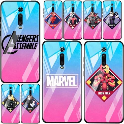 Avengers superhero For Xiaomi Redmi K40 K30 K20 9T 9C 9A 9 8A 7 Pro Plus Tempered Glass Luxury Cover Phone Case