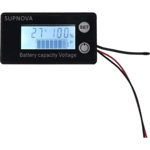 1m Lead Cable Battery Capacity Indicator DC 12V 24V 48V 72V Lead-Acid Lithium LiFePO4 Lithium Voltmeter 8V-100V